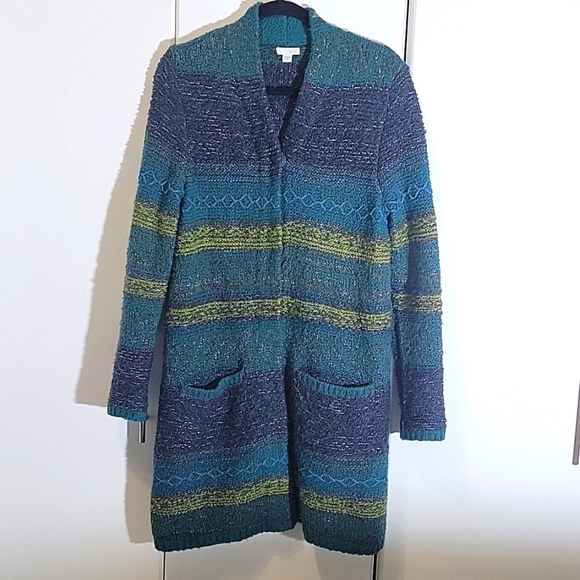 J. JILL Wool Blend Small Snap Closure Nordic Duster Long Cardigan Sweater - Picture 1 of 8
